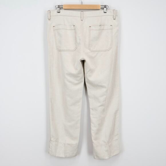 NWT Madewell The Dean Easy Linen Blend Cuffed Hem Twill Pant In Bone Size 30 - Picture 5 of 14
